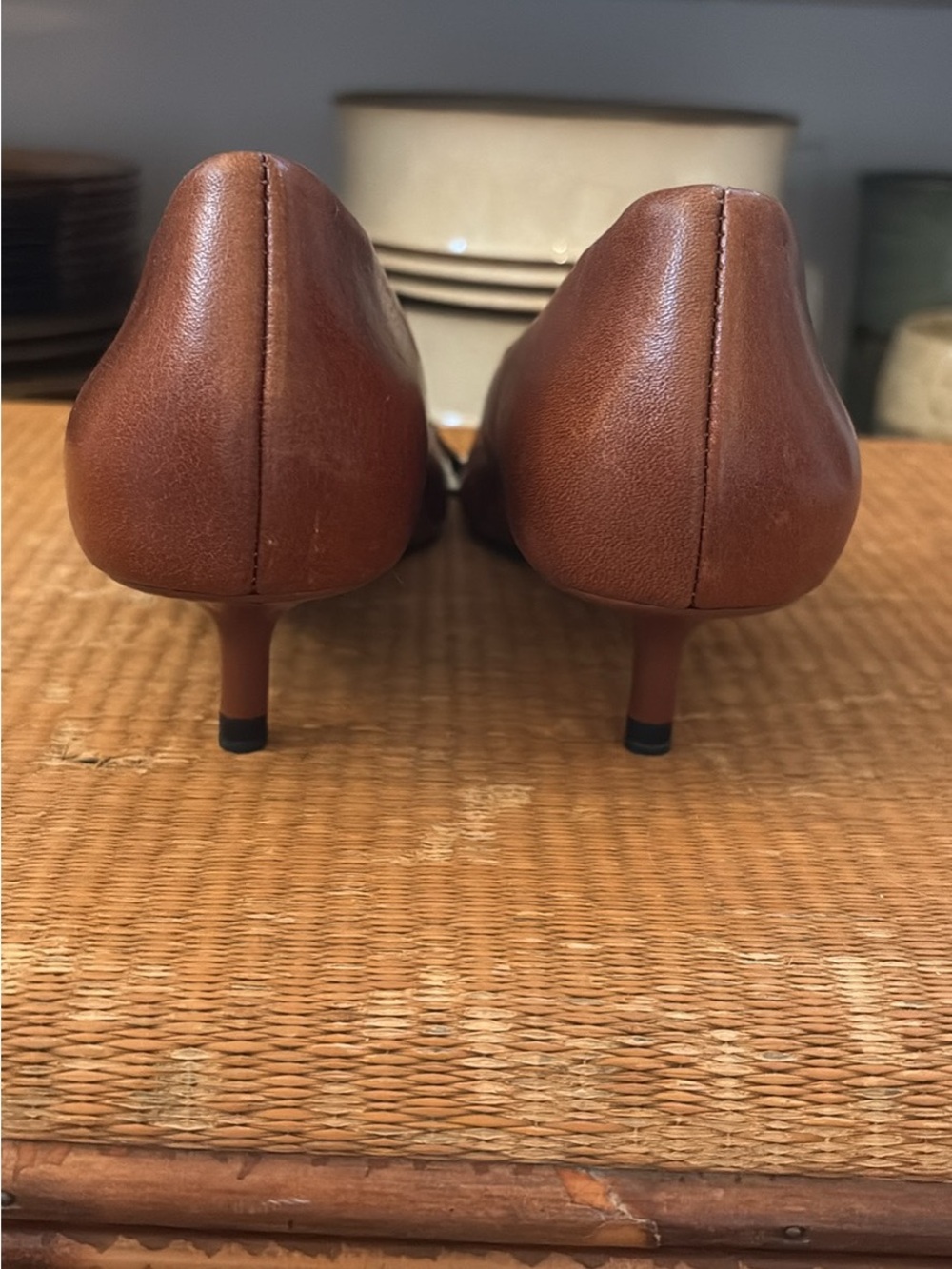 Zara Cognac Pointed-Toe Leather Flats - Picture 3 of 4